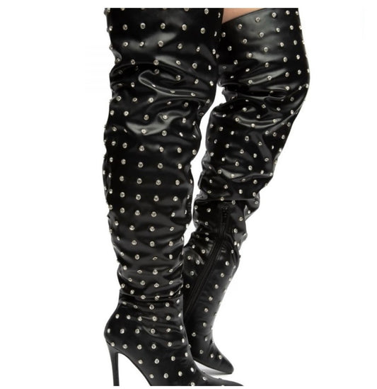 Studded Thigh High Boots