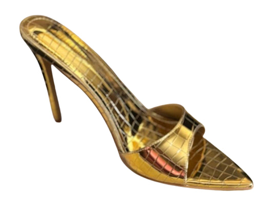 Gold Croc Mules
