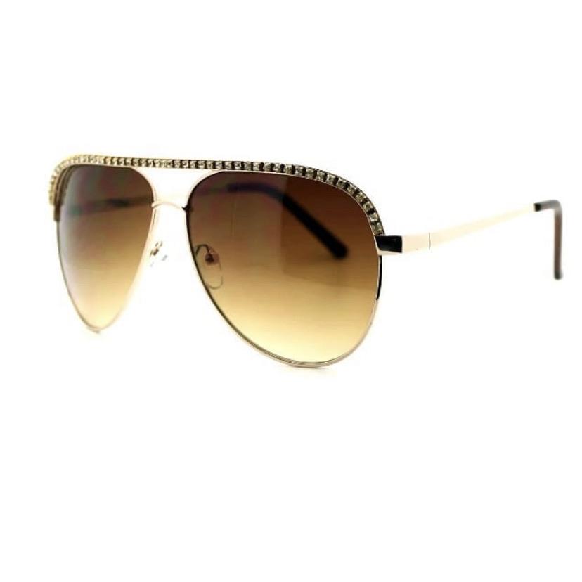 Rhinestone Aviator Sunglasses