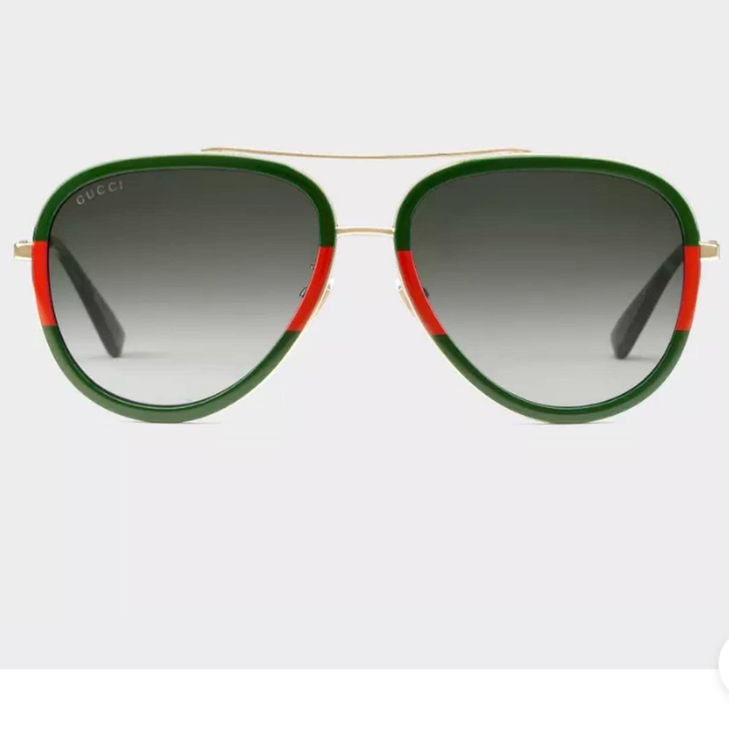 Gucci Gradient Web Aviator Sunglasses w/ Leather Trim, Gold/Green/Red | Aviator  sunglasses, Luxury brands fashion, Sunglasses